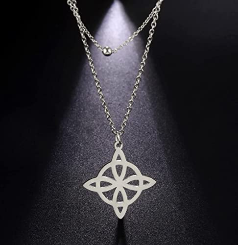 Collier nœud de sorcière double couche en acier inoxydable chic et durable