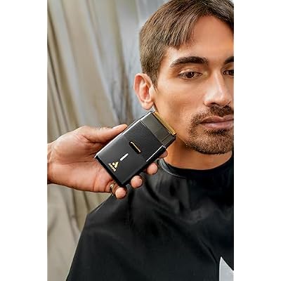 Andis 563616 Pro Foil Plus II Cordless Shaver, Gold Titanium Foils, Lithium Ion Battery, Includes USB-C Charging Stand, Black