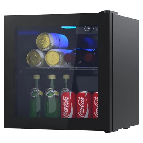 YOPOWER Mini Bar Fridge Glass Door, 36L Beverage Refrigerator Small Fridges for Beer Soda or Wine, Black