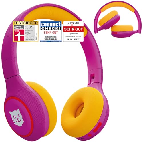 tigermedia tigerbuddies Casque Bluetooth pour enfant à partir de 4 ans | Avec limitation du volume 85 dB | Ajustement confortable & son stéréo clair | Casque pour enfant avec câble