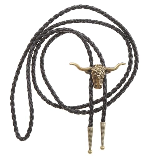 Image of HUABOLA CALYN Native American Bolo tie Rodeo Cowboy Leather Necktie Western Bolo ties for Men Women Necktie for Concert Fans