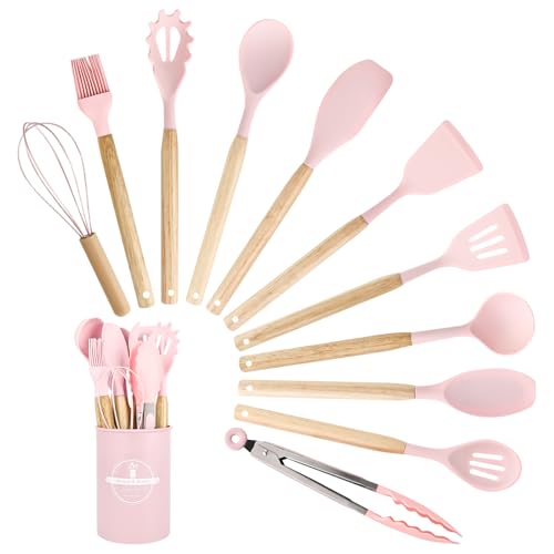 Juego de utensilios de cocina de silicona, 12 piezas, resistentes al calor, apto para lavavajillas, Elthmpr