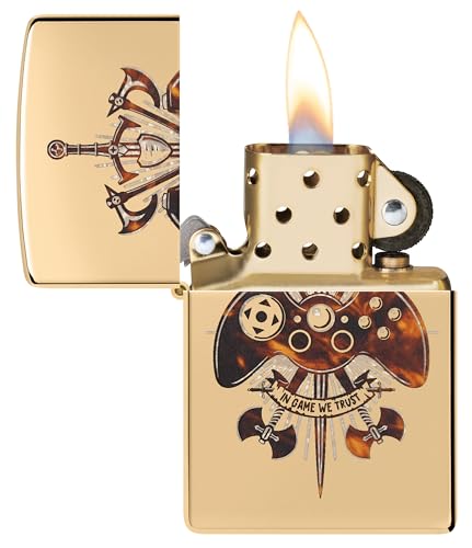 Image of Zippo Gamer Creed Design High Polish Brass Pocket Lighter