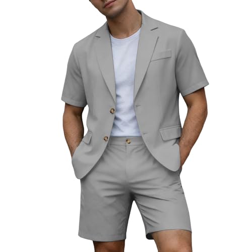 Traje de 2 piezas para hombre con americana y pantalones cortos ajustados Foweknow