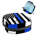 Pochette périodique, sac périodique, sac de rangement pour serviettes hygiéniques, porte-tampon pour règles, sacs hygiéniques pour produits féminins,Drapeau de la ligne bleue américaine