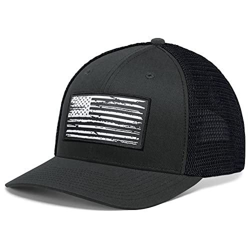 Image of American Flag Hat, Baseball Cap for Men Women, Adjustable Snapback Hats USA Flag Trucker Hat Black