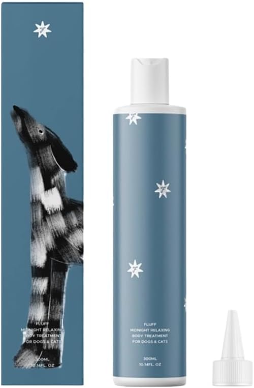 Fluff Pet Midnight Relaxing Body Treatment (Conditioner) for Dogs & Cats 10.1 fl oz – Aromatherapy, Patented Peptides & Ceramide, Moisturizing, pH Neutral, Silicone-Free, Long-Lasting Fresh Scent