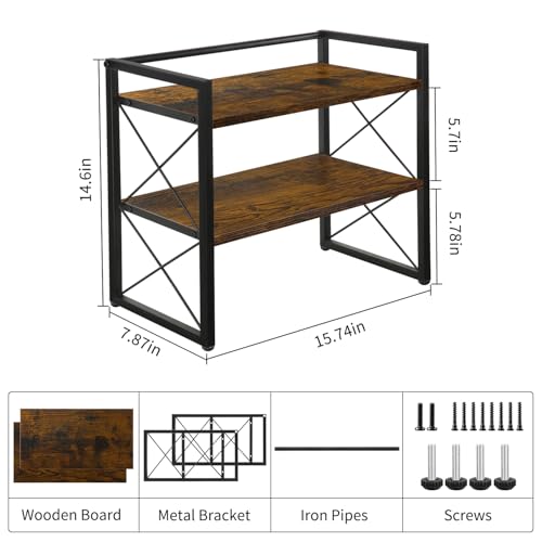 YINMIT Desktop Shelf Organizer, 2 Tier Office Shelves, Wood Desk Organizer Storage Rack and Freestanding Display Shelf for Office, Dormitory, Home - Image 4
