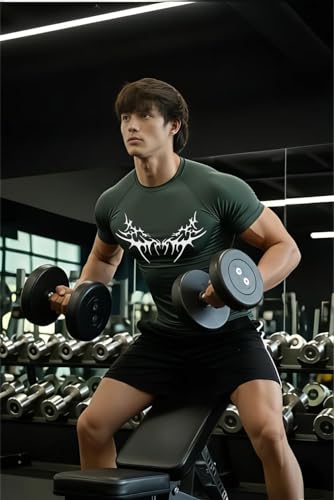 Image of Men Polyster Lycra Printed Half Sleeves Compression T-Shirt for Gym