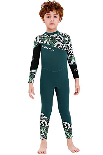 Cokarsey Kids Full Wetsuits Premium Neoprene 2.5mm Long Sleeve One Piece Back Zip Thermal Swimsuit for Boys Girls