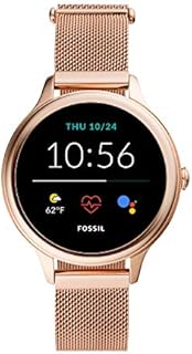 Fossil 42mm Gen 5E Stainless Steel Mesh Touchscreen Smart Watch with Heart Rate, Color: Rose Gold (Model: FTW6068)
