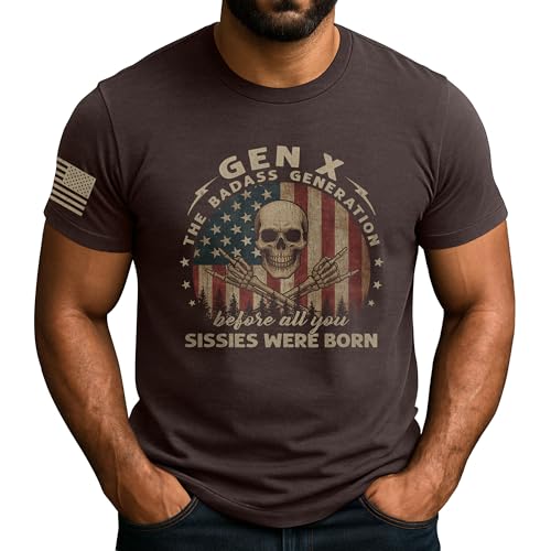 Gen X The Badass Generation Tshirts, Gen X Shirts for Men, American Flag Shirt, Skull Shirts for Men