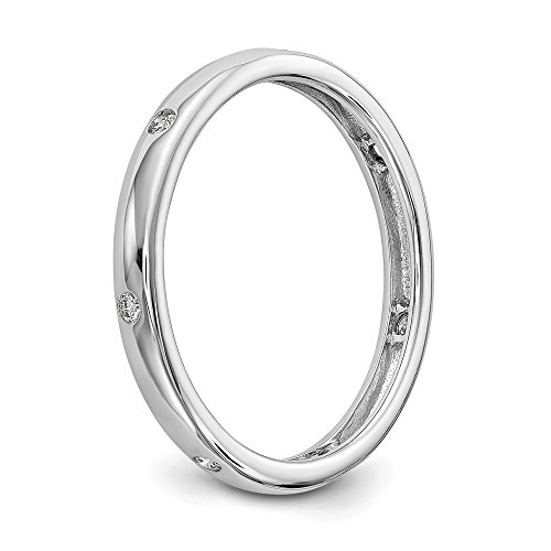 Solid 14K White Gold 1/10Ct Bezel Set Diamond Anniversary Wedding Band Eternity Ring Size 8 #TOP4