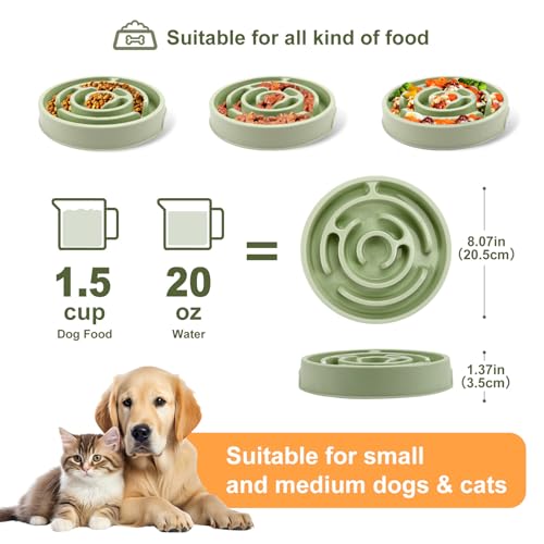 Slow Feeder Dog Bowls, Silicone Dog Bowl with Anti-Slip, Slow Feeder & Non-Slip Design, Boredom and Anxiety Reducer, Suitable for All Breed Dogs and Cat (Green) - Image 3