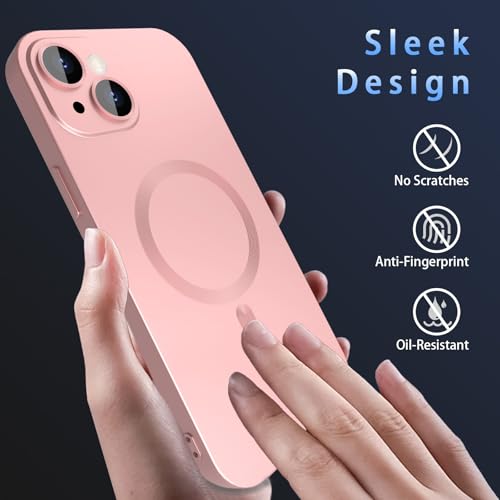 Coque iPhone 15 Plus compatible MagSafe en TPU rose avec protection d'objectif photo