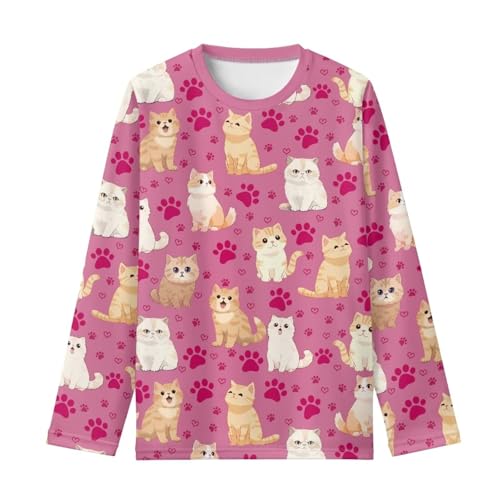 Image of Girls Long Sleeve Shirts Casual Crewneck Soft T-shirts for Girls 3-16 Years Old