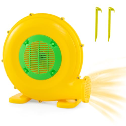 GOPLUS Soplador de Aire de 450 W, Soplador Eléctrico Portátil para Castillos Hinchables con Estacas de Tierra y Mango, Bomba Compacta Comercial, Ventilador Potente para Juguetes Inflables