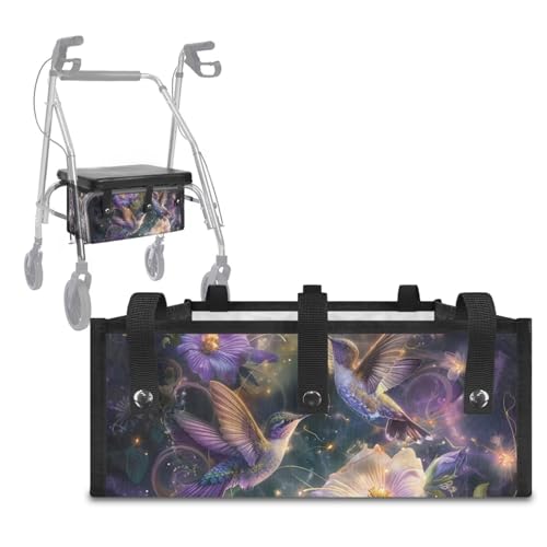 Goncariar Basket for Walker Under Seat, Reusable Bag for Walkers for Seniors Folding Rolling Walker Accessories for Women, Hummingbird