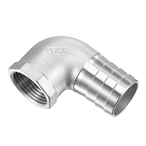 M METERXITY Hose Barb Fittings - 90 Degree Elbow Stainless Steel 32mm Pipe Connector Apply to Water Fuel (1" NPT Female Pipe)