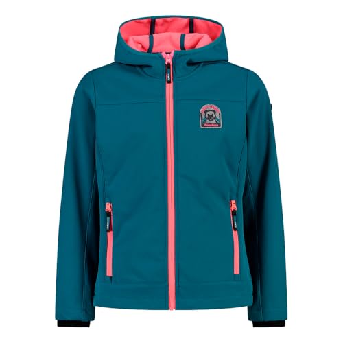 Chaqueta softshell cortavientos infantil con capucha fija impermeable ligera