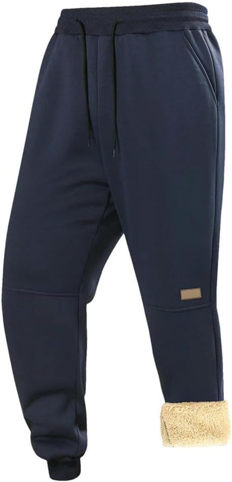 Autumn and Winter Men's Trousers Thickened Velvet Casual Pants Warm Sherpa Sweatpants Solid Color Elastic Waistband