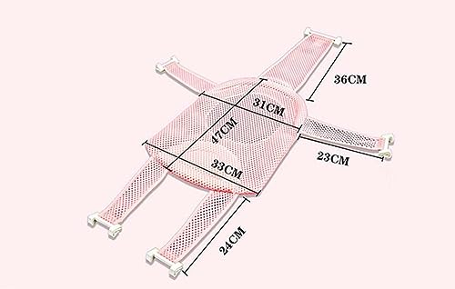 Image of Breathable Mesh Newborn Baby Bath Mat Floating Foam Baby Tub Pillow Adjustable Non-Slip Bath Seat Pad Bath Cushion for Bathtub for 0-18 Months (Style 2-Blue(mesh)) (Pink)
