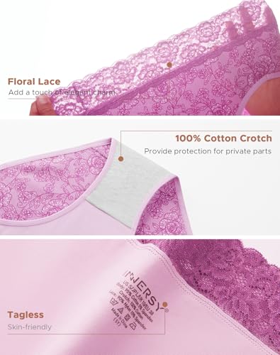 Image of INNERSY Women's Cotton Underwear Lace High Waisted Panties 5-Pack