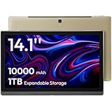 14.1 Inch Large Screen Android Tablet, Big Screen Tablets with 1080P IPS FHD Display, 8 Core CPU, RAM 6GB, ROM128GB, 1TB Expand, Dual-band WiFi (2.4G/5G), Reinforced Type-C Port, 10000mAh Battery
