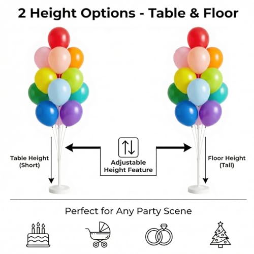 Image of Balloon Column Stand Kit,2 Sets of Assorted Rainbow Balloon Tower Pillar with 10inch Bright Color baloon Reusable Design for Grirls Party,Birthday, Wedding,Baby Shower (13-Colorful)
