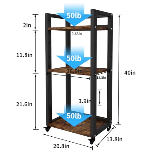 Image of Natwind 3-Tier Tall Printer Stand,Shredder Stand Computer Host Holder,Retro