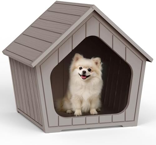 VIXZEN Dog House Outdoor Indoor Small Dog Resin Material Doghouse...