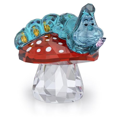 Swarovski Alice in Wonderland Blaue Raupe Detailverliebte Raupe in Mehrfarbigem Kristall auf Einem Zauberpilz in Rotem und Klarem Kristall