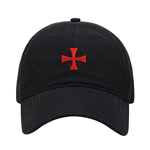 Men's Baseball Cap Knights Templar Cross Embroidered Dad Hat(Black)