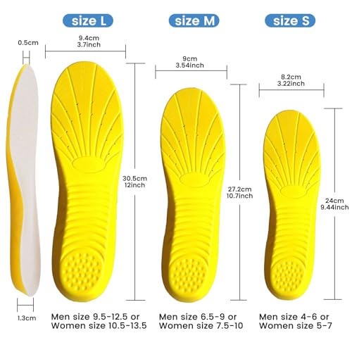 Image of Amitataha Shoe Insoles, Memory Foam Insoles, Providing Shock Absorption And Cushioning For Feet Relief, Comfortable Insoles For Men And Women For Everyday Use. (Yellow, S [Us : 4.5-6.5])