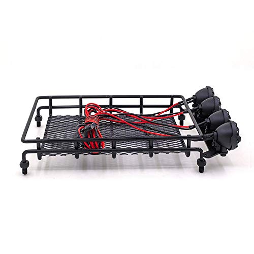 Facibom for MN D90 D99 MN90 MN99S 1/12 RC Car Upgrade Parts Metal Luggage Carrier Tray Roof Rack with LED Light Accessories - Thumbnail 4