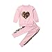 Carolilly 2 Piezas Bebé Traje Deportivo de Sudadera y Pantalones para Niña Conjunto de Camiseta Rosa y Pantalón Chándal Suit de Algodón (1-6 años)