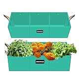 SPONDWILD Rectangle Grow Bags - 2 Pcs 10 Gallon Pots Compatible Potato Planter, PE Rectangle Planter for Growing Fruit and Vegetables, Green