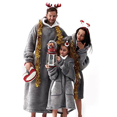 Eheyciga Wearable Blanket Hoodie For Adults And Kids, Flannel Fleece With Pockets And Sleeves Hooded Hoodie Blanket Sweatshirt #TOP2