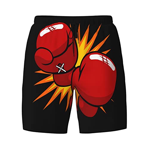 Mens Boxing Gloves Swim Trunks with Compression Liner Quick Dry Beachshorts2