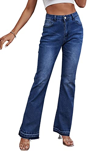 LONGBIDA Skinny Bell Bottom Jeans High Waist Flare Straight Leg Stretch Denim Bootcut Pants