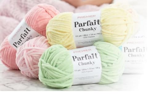 Image of Premier Yarns Parfait Chunky Chenille 3.5 Oz 6 Super Bulky Weight 3 Pack Bundle with Bella's Stitch Place Holders (Chestnut)