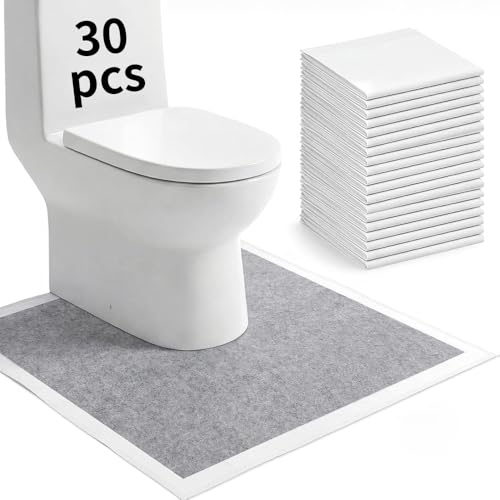 30 Packs Disposable Toilet Mats containing Bamboo Charcoal Material 23.6 inches x 23.6 inches U-Shaped Toilet mattoilet Urine Absorbent Toilet Floor Protector for Toilet Training