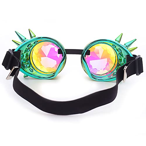 Image of 3-5 Days Delivery Kaleidoscope Rave Rainbow Crystal Lenses Steampunk Goggles