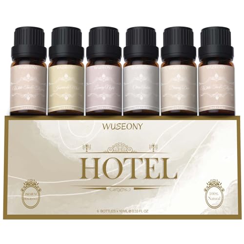 Hotel Diffuser Oils Gift Set, Aromatherapy Essential Oil Set, Luxury Hotel Scents for Diffuser for Home – White Tea & Thyme, Jasmine & Mint, Citrus Amber, Luxury Night, Dreamy Den, Urban Oasis