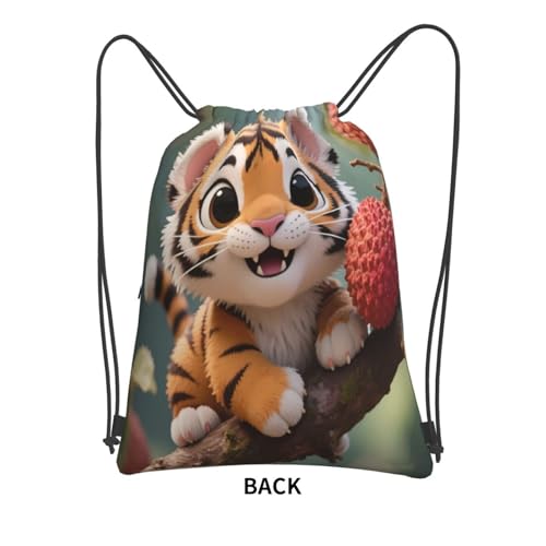 Cute Big Cat Lychee Gym Drawstring Bags Dance Bag With Front Zipper Pocket For Swimming3