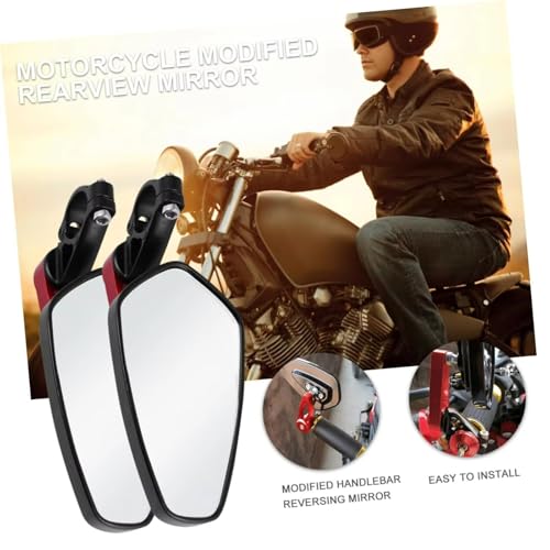 Espejo retrovisor lateral para motocicleta CNC en acabado premium rojo 5