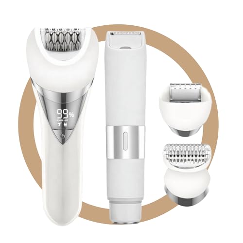 Image of ThePlushCo Epilator for Hair Removal Women, 5-in-1 Hair Removal Trimmer & Shaver for Face, Bikini and Full Body, Wet & Dry Cordless Epilation, IPX6 Waterproof