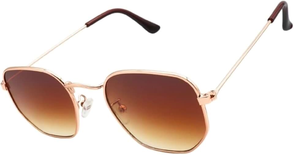 Óculos de Sol Hexagonal Geométrico Original Premium com Case Luxo Proteção UV400 Moda Estilo Classico Retrô Vintage Oldstyle Unissex Feminino Masculino - Cacife Brand
