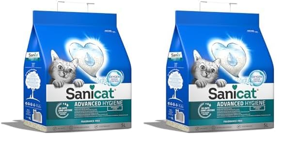 Sanicat - Lettiera per Gatti Advanced Hygiene Senza Profumo | Prodotto di Alta qualità per l'igiene del Tuo Gatto | Non Lascia Polvere | Formato da 5 L (Confezione da 2)