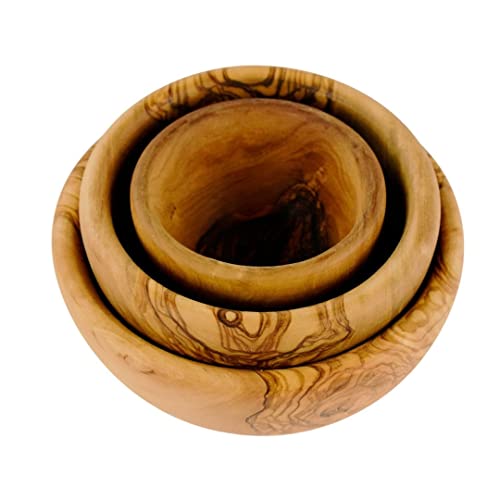 GARTIAM - Bols en bois d'olivier - Bol à soupe, bol petit déjeuner, tapas, sauces - 8 cm, 12, cm , 14 cm - Lot de trois Cover